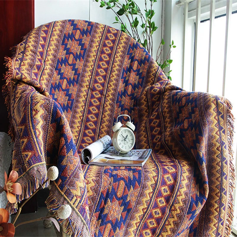 

Bohemia Vintage Blankets For Beds Cobertor Throw Blanket Manta Victoria Sofa Cover Bed Cover Geometric Ripple Towel Blanket