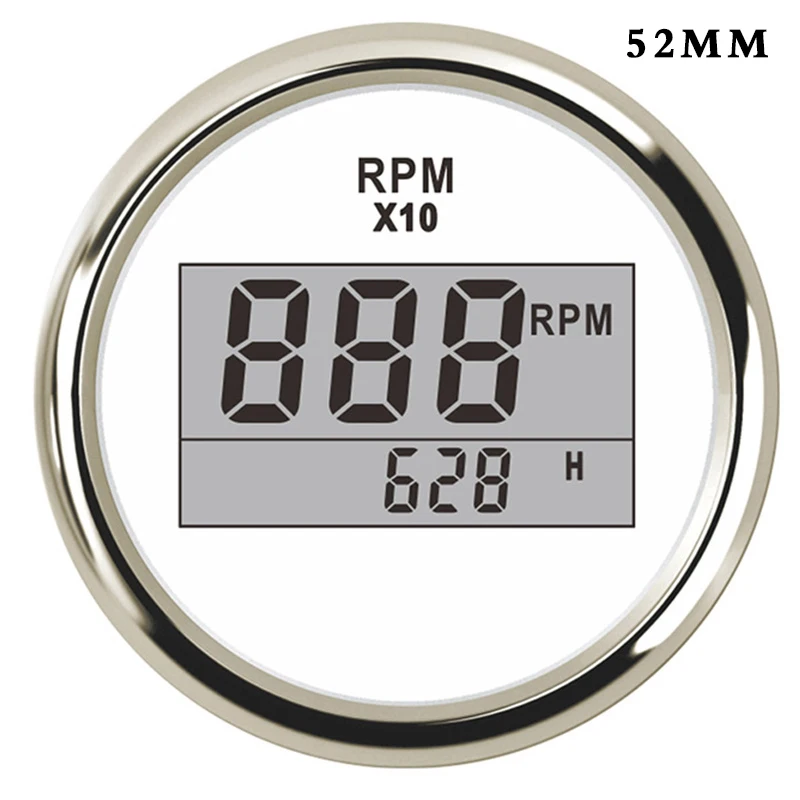 

52mm Digital Tachometer Car Truck Marine Boat Tacho Gauge With Hourmeter 0~9990 RPM Display fit for Diesel ,Gasoline Engine