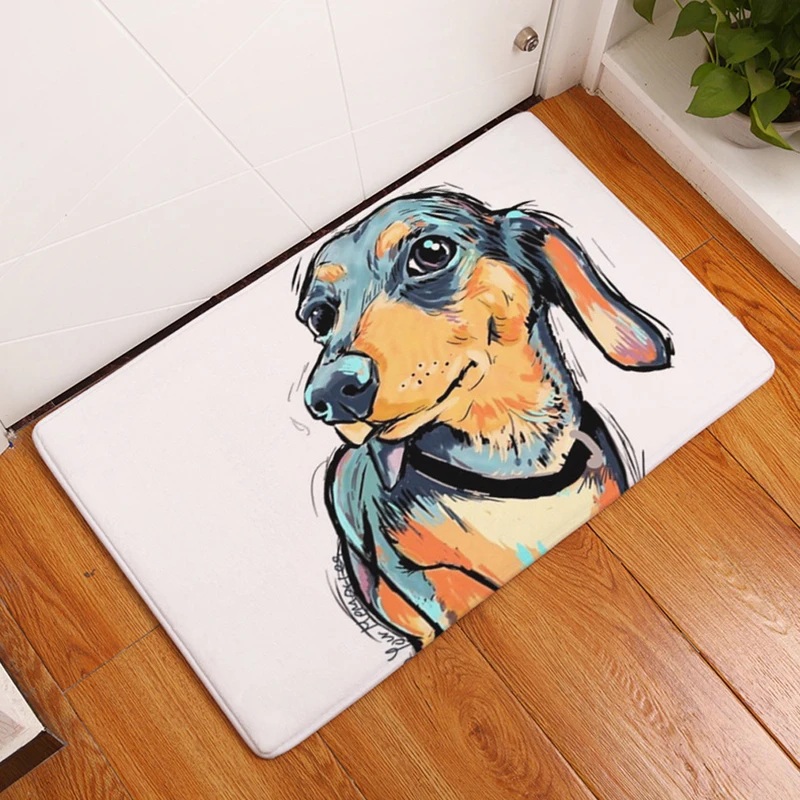HomeMiYN Bath Mat Footpad Non Slip Digital Bathroom Mats Painted Dog