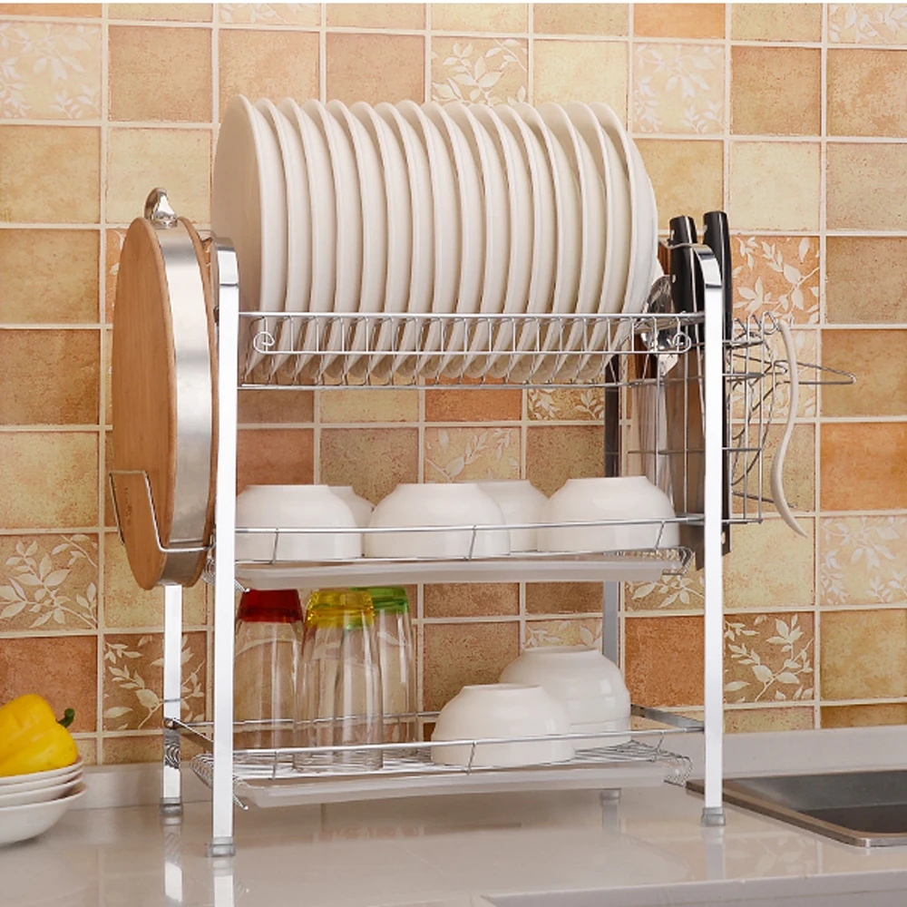  A1 Three layers Bowls rack drain rack kitchen shelf dish chopsticks storage rack kitchen supplies c - 32918004280