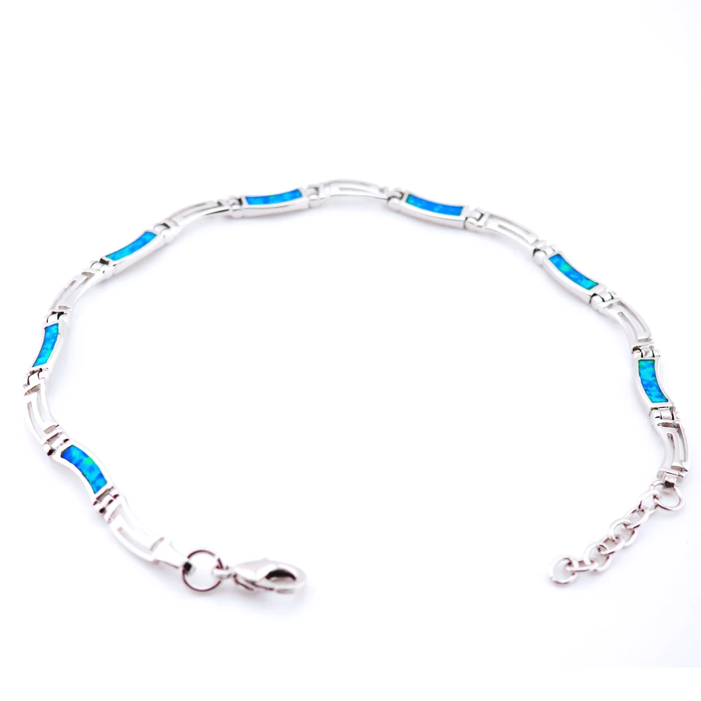 

Hot Sale Women Party Gift Silver Fire Blue opal Fashion Bracelets Free Ship B026