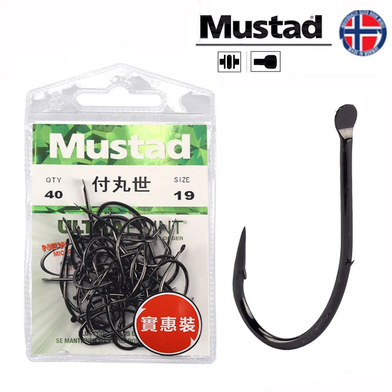 1 Packs Mustad 10015 Carbon Steel Fishing Peche Hooks Barbed Hook Back Barb Carp Shape Anzol Fishhooks Mustad Pesca Hooks 4#-19#