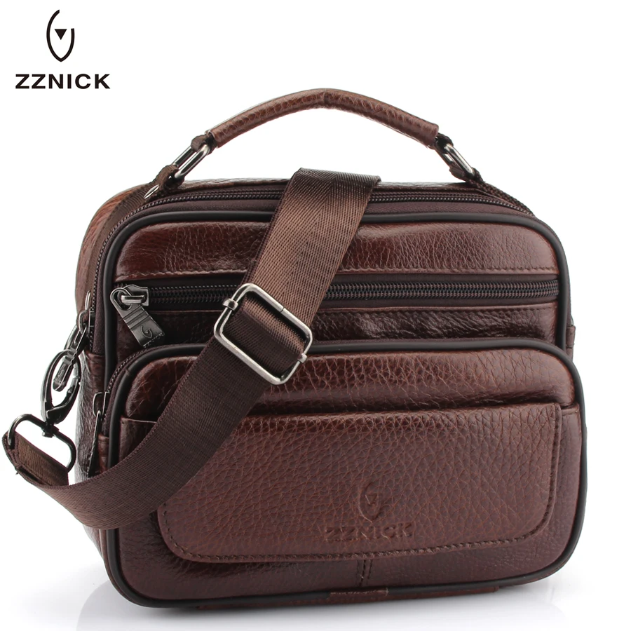 ZZNICK 2021 New Men Bag Small Genuine Cowhide Leather Shoulder Messenger Bags Travel Crossbody Handbags |