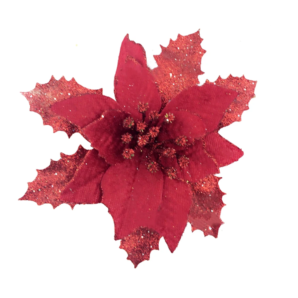 Рождественская елка декорации Искусственные цветы Рождество 15 см Poinsettia Блеск