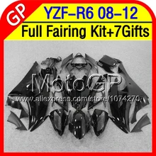 7gifts For YAMAHA YZFR6 ALL Black YZF-R6 YZF600 P974 YZF R6 08 09 10 ALL Gloss black 11 12 2008 2009 2010 2011 2012 Fairings