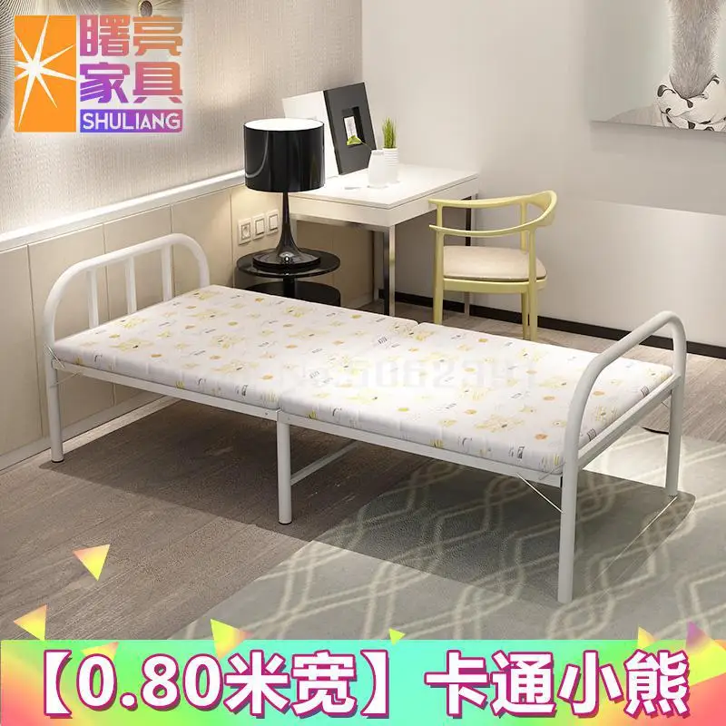 Складная кровать одноместный Ланч Nap простой портативный офис дома рента взрослых эскорт железная доска - Цвет: Same as picture17