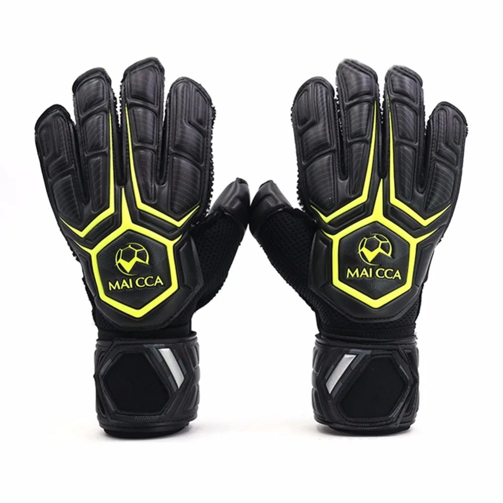 Футбольные вратарские перчатки высокого качества латексные взрослые Нескользящие утепленные футбольные вратарские перчатки защита пальцев - Цвет: Yellow