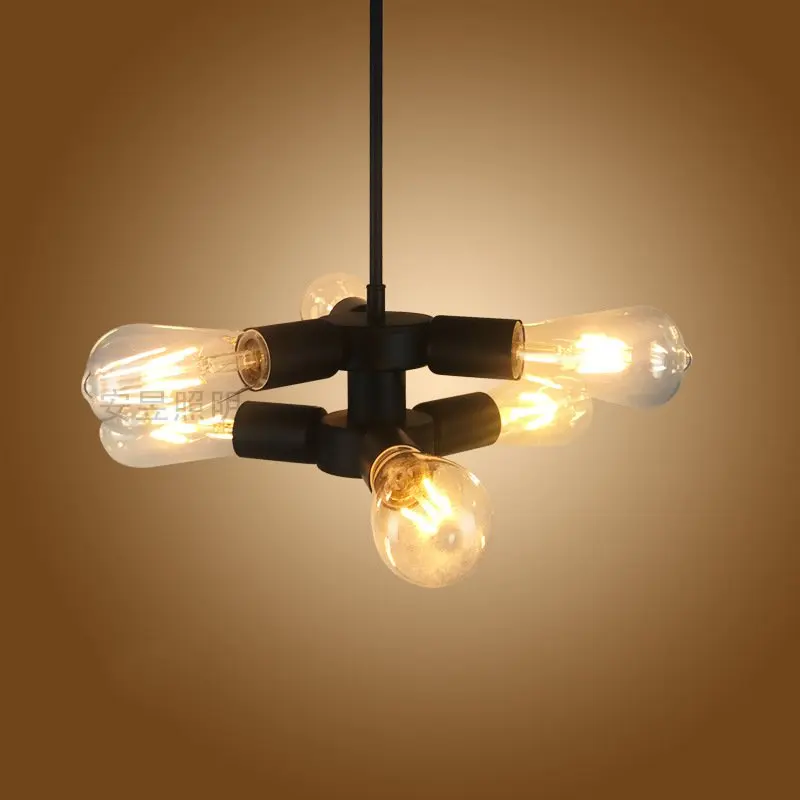 

Retro Industrial Loft Nordic Pipe Pendant Light Creative 6 Heads Fan Style Pendant Lamp for Home Decor Restaurant Cafe Bar
