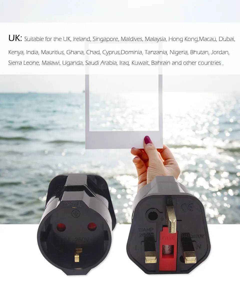 1 PC European 2 Pin to UK 3 Pin Plug Adaptor Euro EU Travel Mains Adapter Converter European Power Adapters For Phone Charging (5)