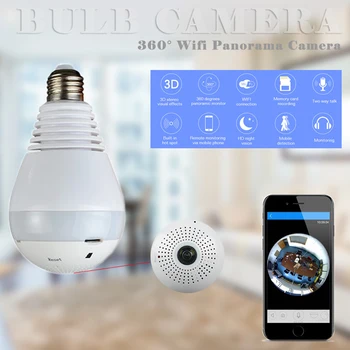 

1080P 360 Security wifi Camera Lamp Panoramic Bulb IP CCTV Video Surveillance Fisheye HD Night Vision Audio ip camera wireless