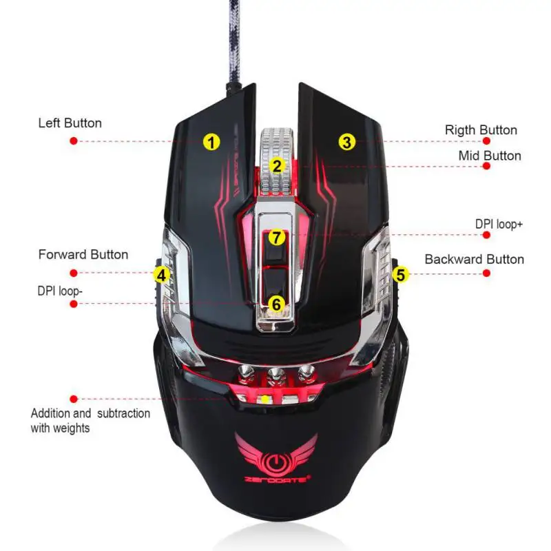  Hand Grip Comfortable Mechanical Gaming Mouse Full-key Macro Definition Programming Wired Mouse for