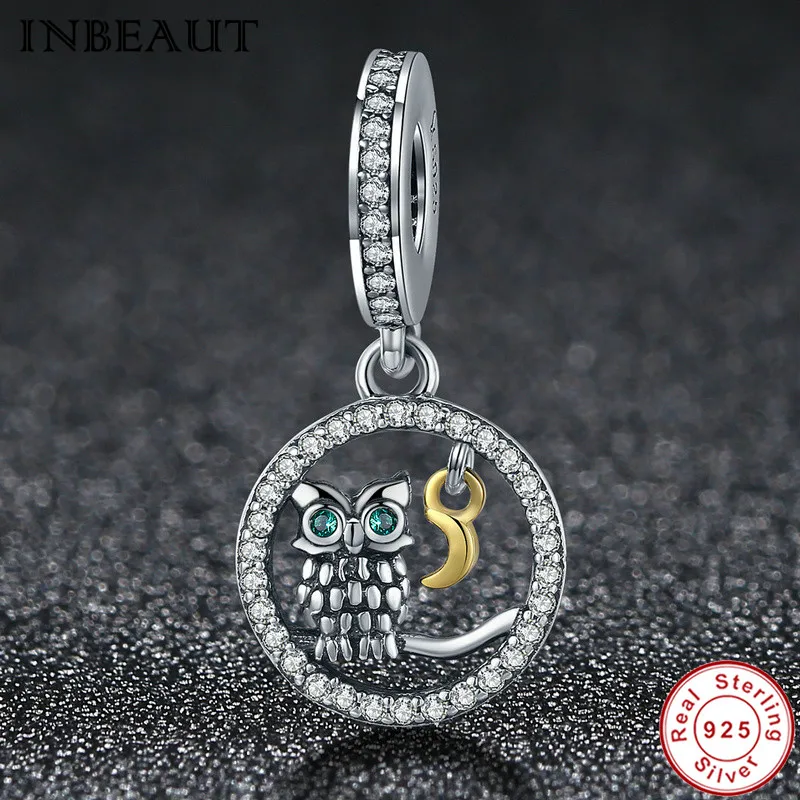 

INBEAUT Female Vintage Owl Pendant 925 Sterling Silver Chain Link Bracelet Charm fit Pandora Bracelet Wedding Jewelry Making