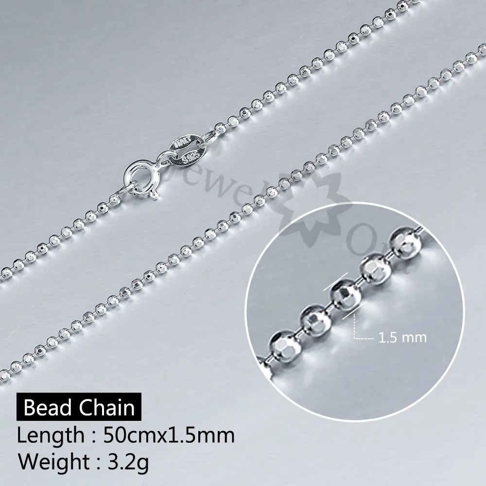 Beads Chain 925 Sterling Silver Necklaces For Women 45cm / 50cm Necklaces & Pendants Best Gift (JewelOra NE101887)