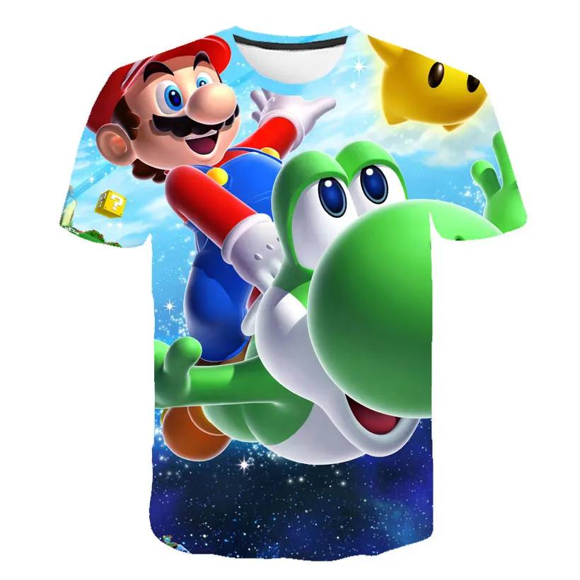 Мультфильм ко дню рождения Супер Марио 3D печать детская футболка детская забавная футболка мальчик/девочка День рождения номер одежды Азиатский размер - Цвет: TS1017