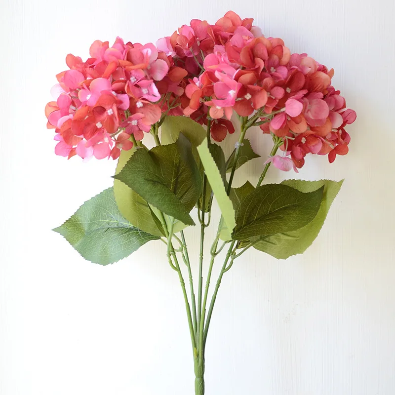 Artificial Hydrangea Silk Flower 5 Big Heads Bouquet Fleur Artificielle Flores Arrange Table Wedding Home Decor Party accessory (12)