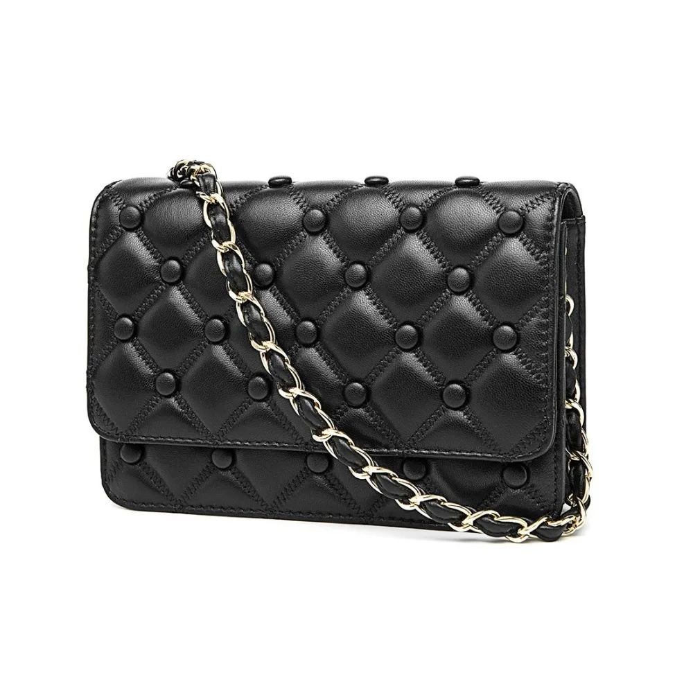 

Genuine Sheepskin Shoulder Bag Lady Fashion Luxury Crossbody Bag Diamond Lattice Design Chains Bag Large Capacity Brand Card Bag