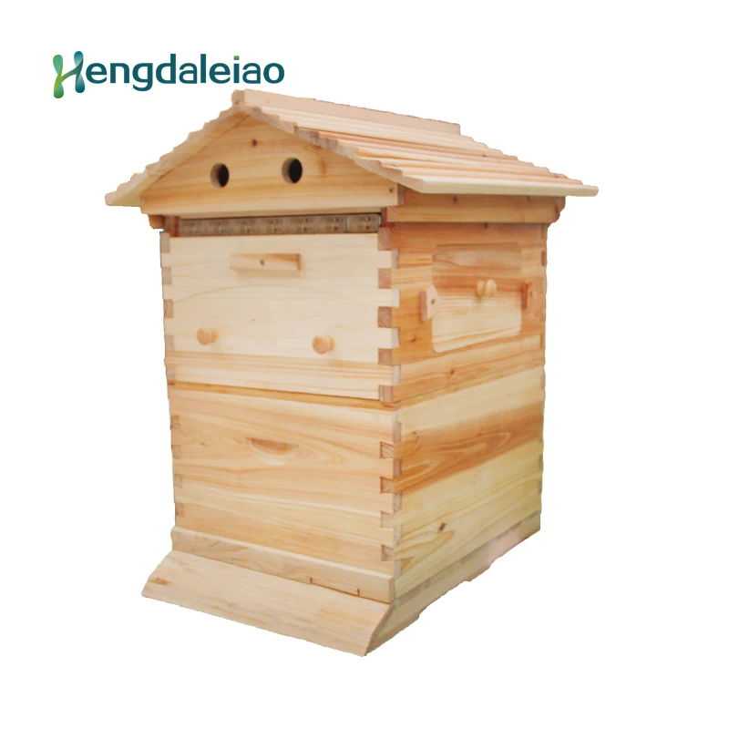 

Beekeeping Tools/Equipment Fir Wood Auto Flow Beehive/Bee Hive +7pcs Honey Comb Foundation for Beekeeper