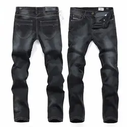 Большие размеры черные Брендовые мужские джинсы модные повседневные Прямые хлопковые облегающие мужские джинсы легкие дизайнерские