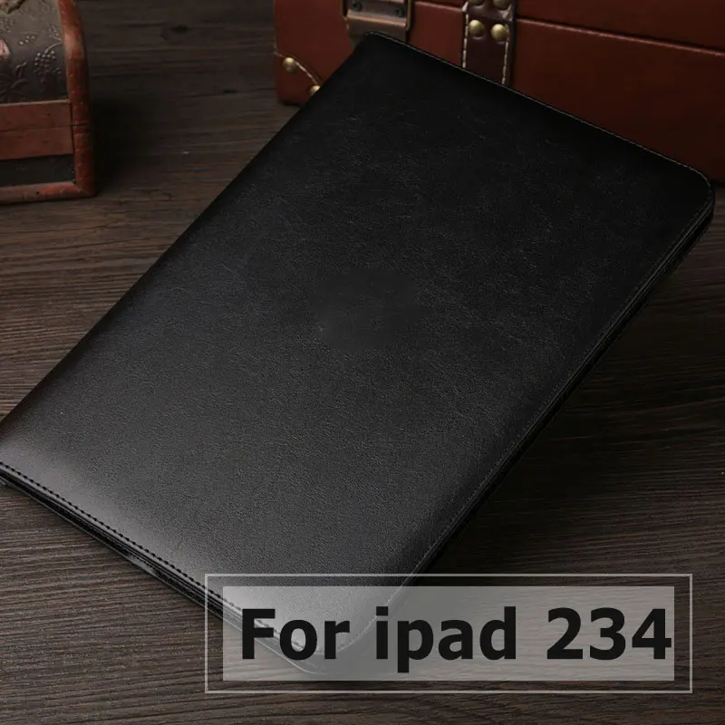 Роскошный чехол из искусственной кожи чехол для iPad 2/3/4 Ретро Портфели с автоматическим включением и отключением экрана внутренней стороны ремень Стенд откидная крышка для iPad Mini 1 2, 3, 4 - Цвет: Black for ipad 2 3 4