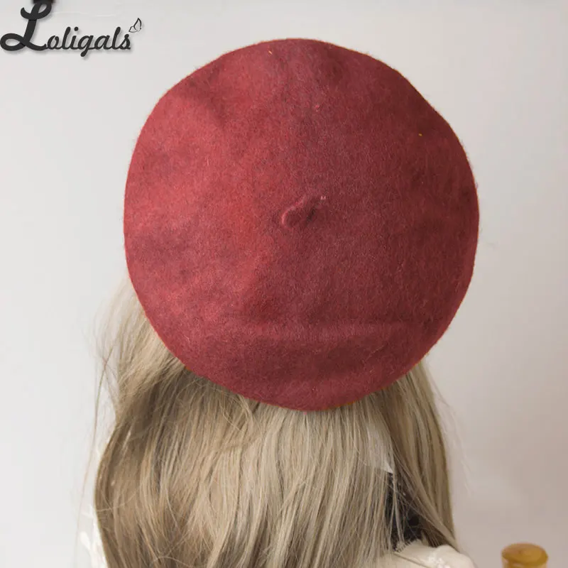 Готический бордовый Лолита головной убор вельвет головные уборы и берет - Цвет: berets