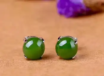 

Hetian Biyu Silver Inlay New Bead Earrings j44#