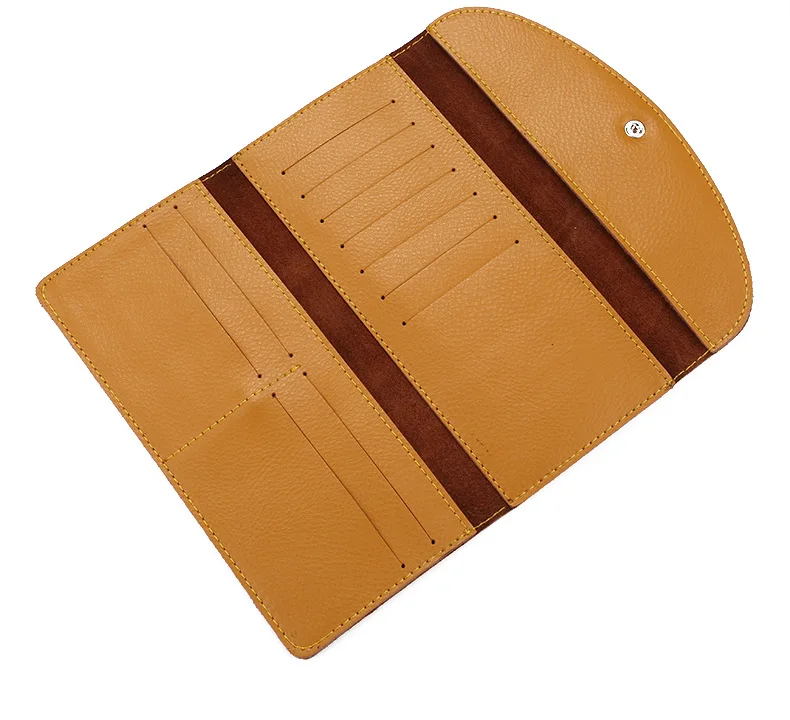 MJ Women Wallets Thin Split Leather Long Wallet Luxury Bi-Fold Card Holder Female Purse Simple Solid Genuine Leather Purse (4)