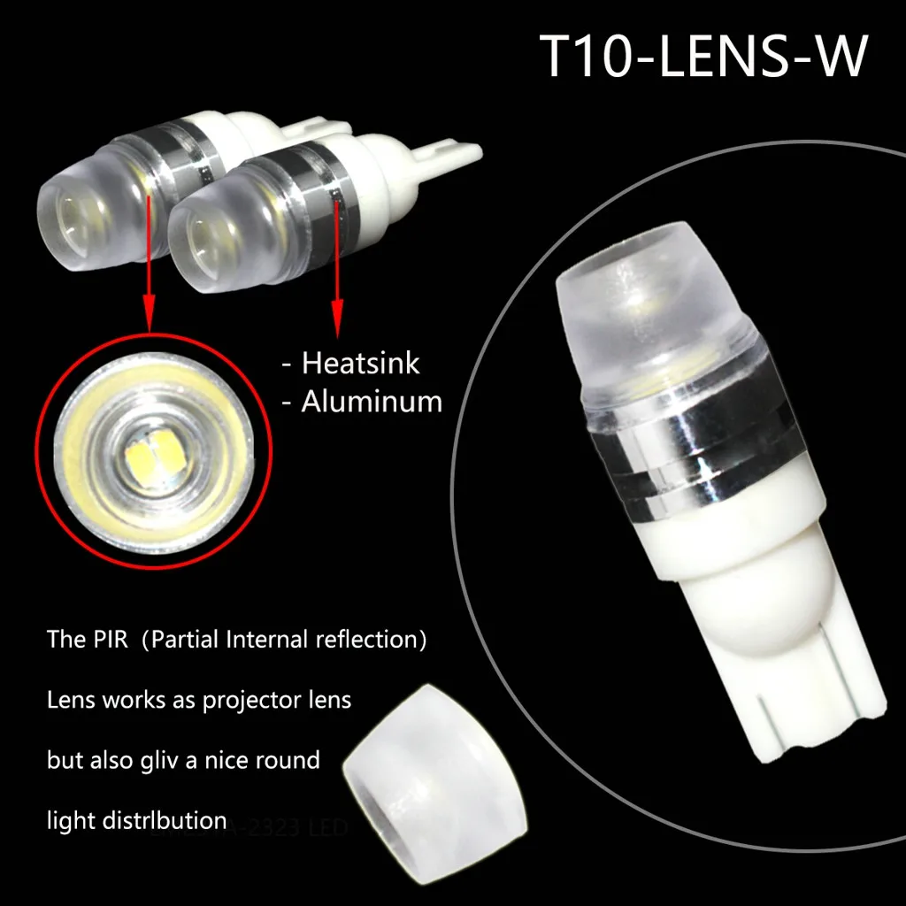 2 шт. T10 керамический портом «мама» с двумя объективами Автомобильный светодиодный небольшой светильник W5W широкий Светильник лампы номерного знака светильник чтения светильник 6 Вт 19Mar27