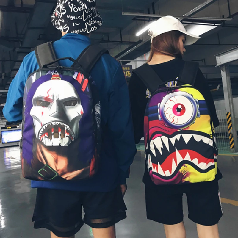 Hip Hop Canvas Backpacks Men Women 3D Printed Creative Backpack Fashion
