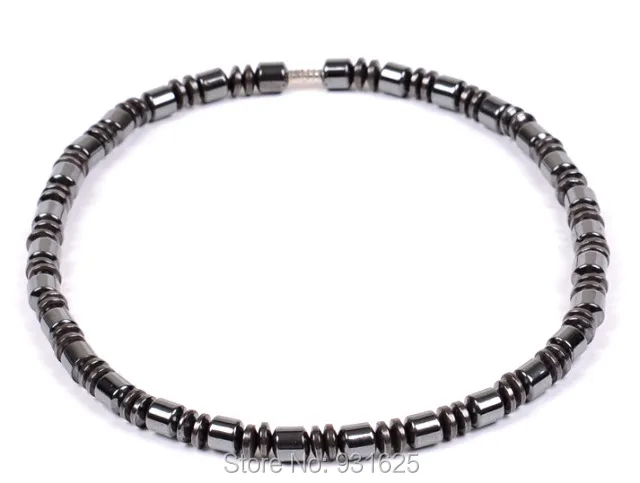 

Wholesales Fashion Magnetic Hematite Flat Round Beads Black Hematite Necklace for Men Women Healthy Jewelry Necklace