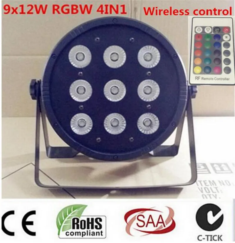 

Wireless remote control LED Par CREE 9x12W 4in1 RGBW Led Stage Light LED Flat SlimPar Quad Can With DMX512 Flat DJ