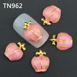 10 шт. розовый блеск корона 3D Дизайн ногтей Аксессуары, сплав ногтя Стикеры Талисманы украшения для Лак для ногтей Инструменты TN962