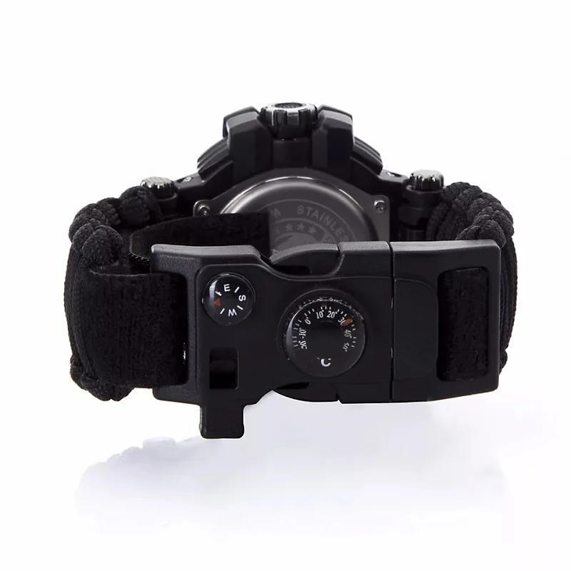Outdoor Survival Watch Multifunctional Waterproof Military Tactical Paracord Watch Bracelet Camping