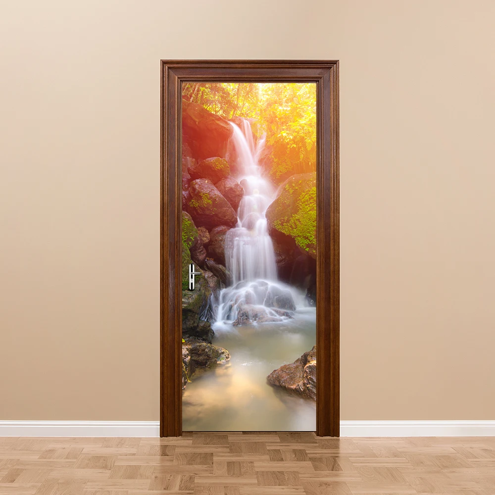 2pcs/set 3D Imitation Waterfall Door Sticker Wall Sticker Living Room