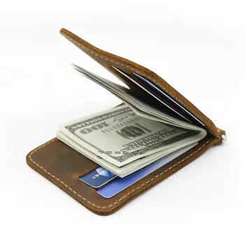 

Vintage crazy horse leather wallet, European and American cowhide leather, foreign trade hardware, beauty wallet clip wholesale