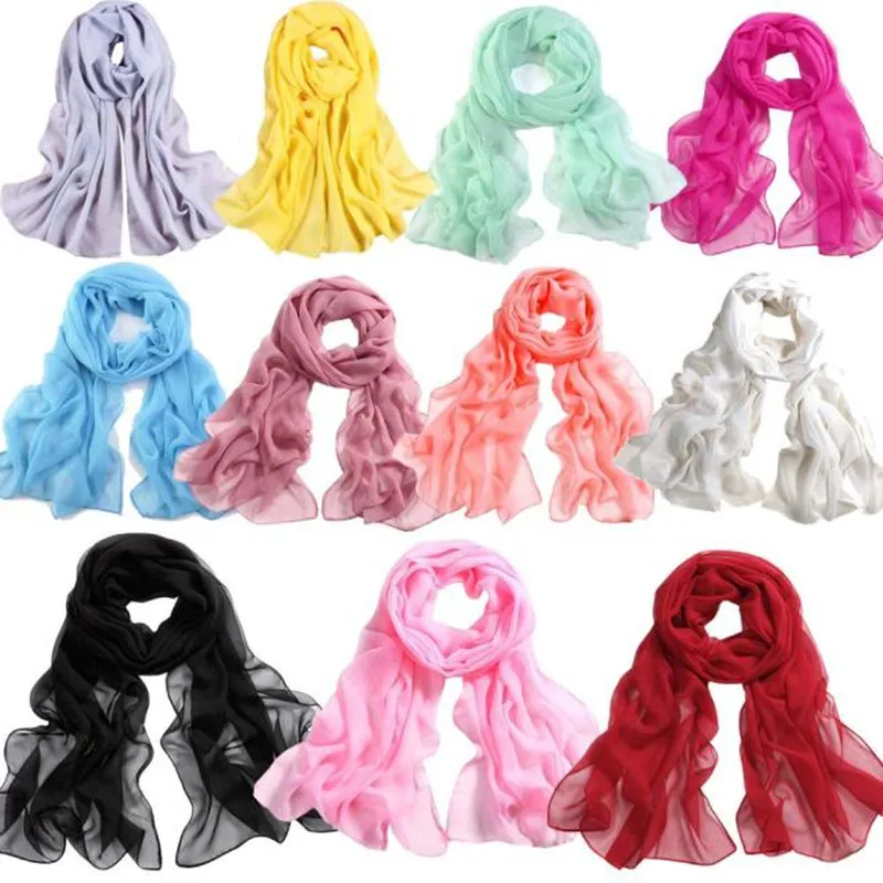 

Fashion Girls Women 2019 Long Soft Thin Wrap Lady Shawl Chiffon Scarf Beach Scarves