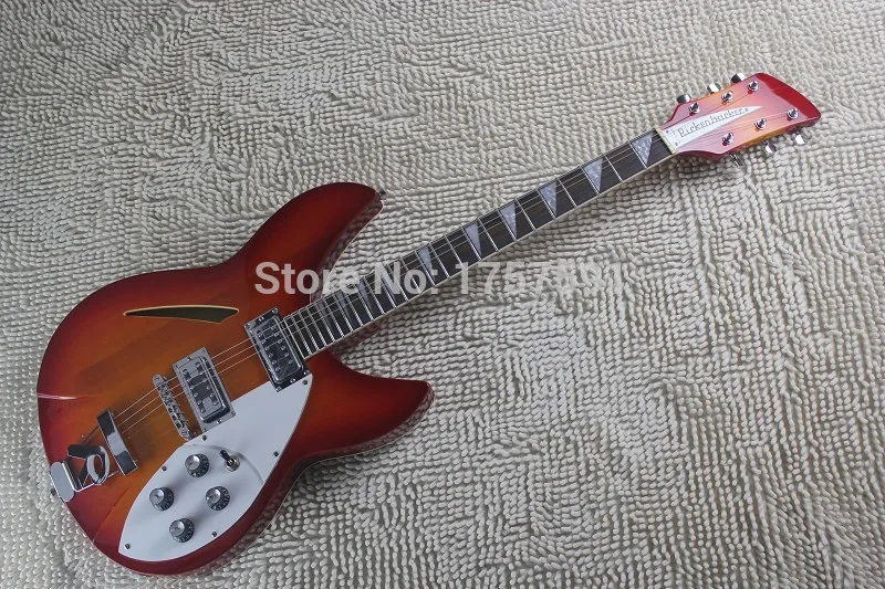 

Wholesale and retail beautiful top quality 330 Rick backer electric guitar 3 pickups sunburst color R Vibrato guitar