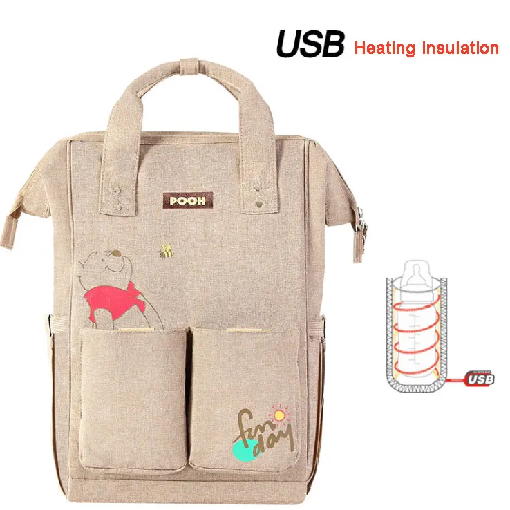 Сумка для подгузников disney, рюкзаки, сумка для мам, большая вместительность, дорожные сумки, Детская сумка, USB сумка для бутылочек, изоляционные сумки - Цвет: with usb