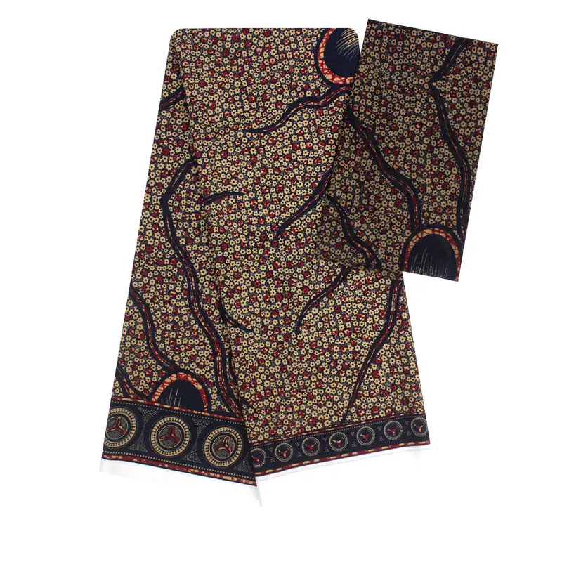 

wholesale imitated silk fabric digital printed fabric ankara African wax pattern 4yards audel fabric +2yards chiffon f93-25
