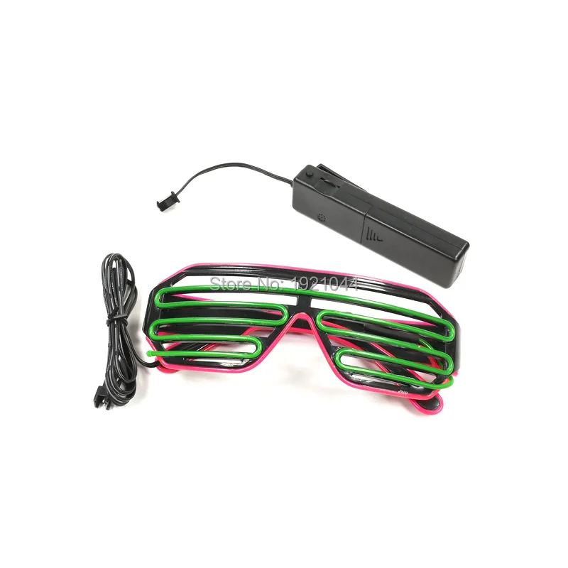 Special Price Double Color Wholesale 100pcs EL Wire Rave Shutter Shape Glasses LED Light Up Party Glasses