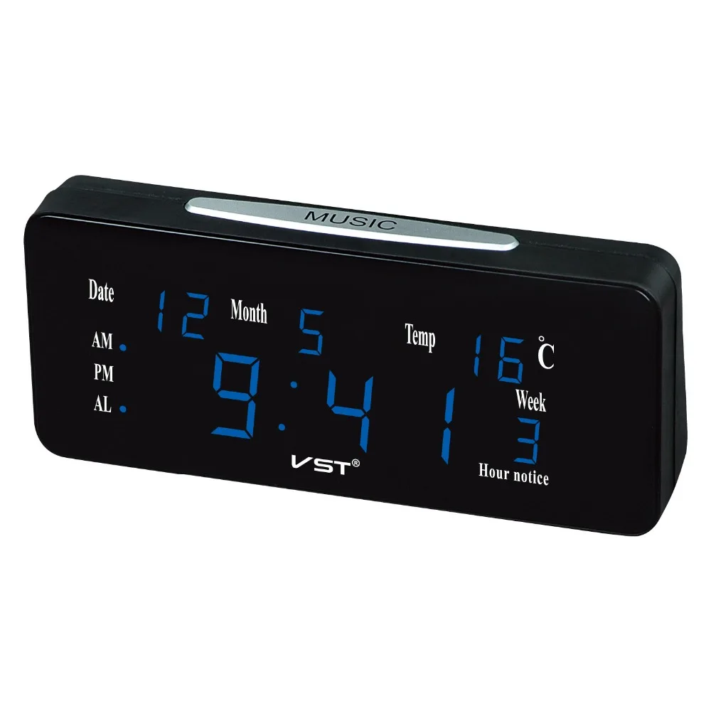 Светодиодный цифровой будильник большой цифровой электронный календарь настольные часы громкий двойной будильник nixie Рабочий стол с температурой музыка