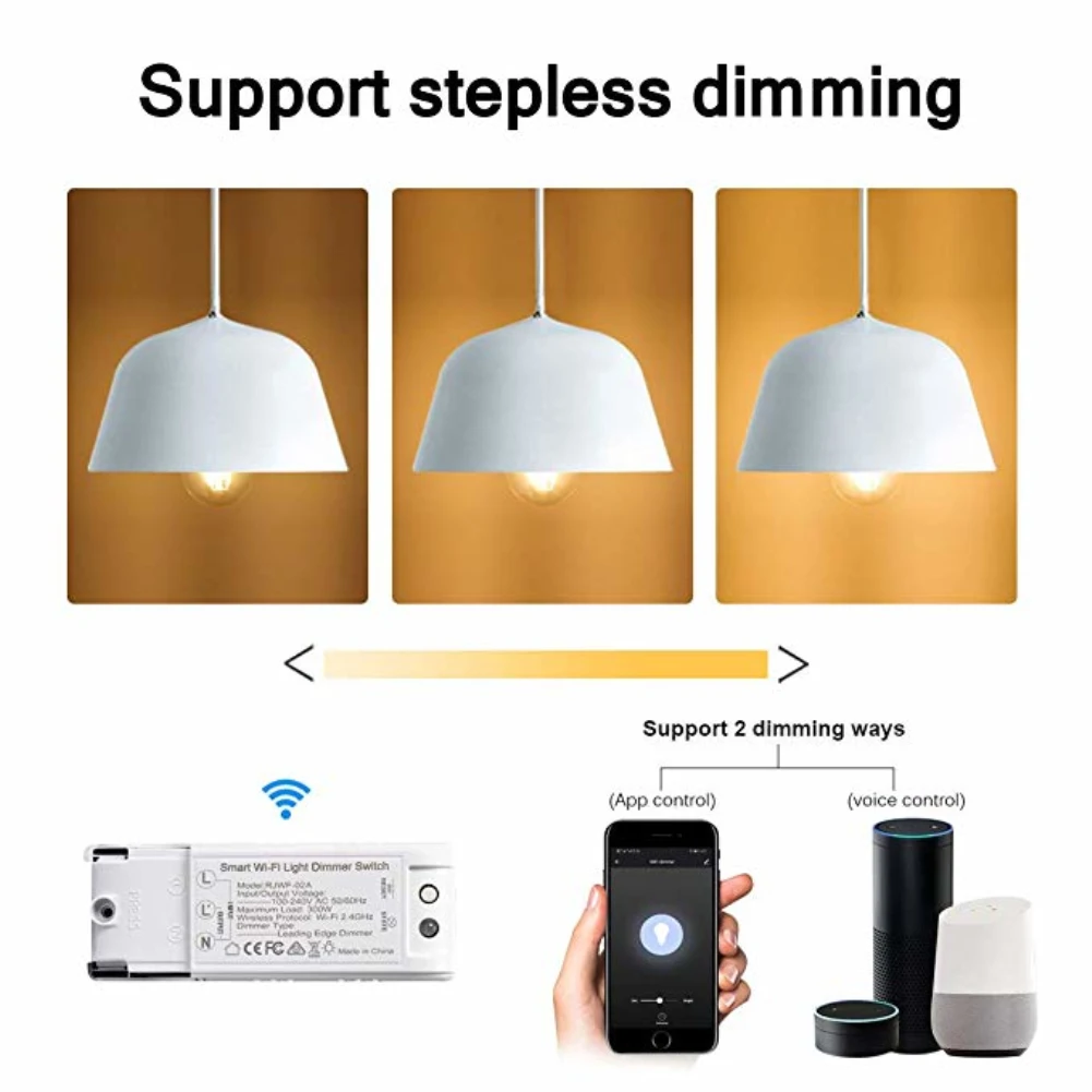 

Smart DIY Dimmer Module Light Switch Wireless Controller Home Automation and Voice Control Wifi Dimmer Switch 110-240V