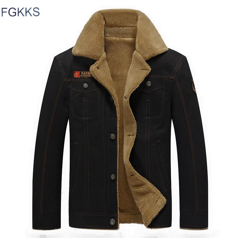 FGKKS, зимняя Военная Мужская куртка, брендовая армейская зеленая куртка-бомбер, Jaqueta Masculina, пальто, Мужская модная куртка, мужские пальто - Цвет: Black