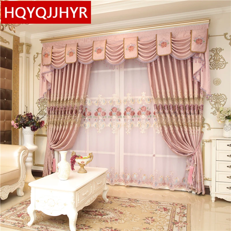 

European style pristine style embroidery Blackout curtains for Living Room with high-grade embroidery Tulle Curtain for Bbedroom