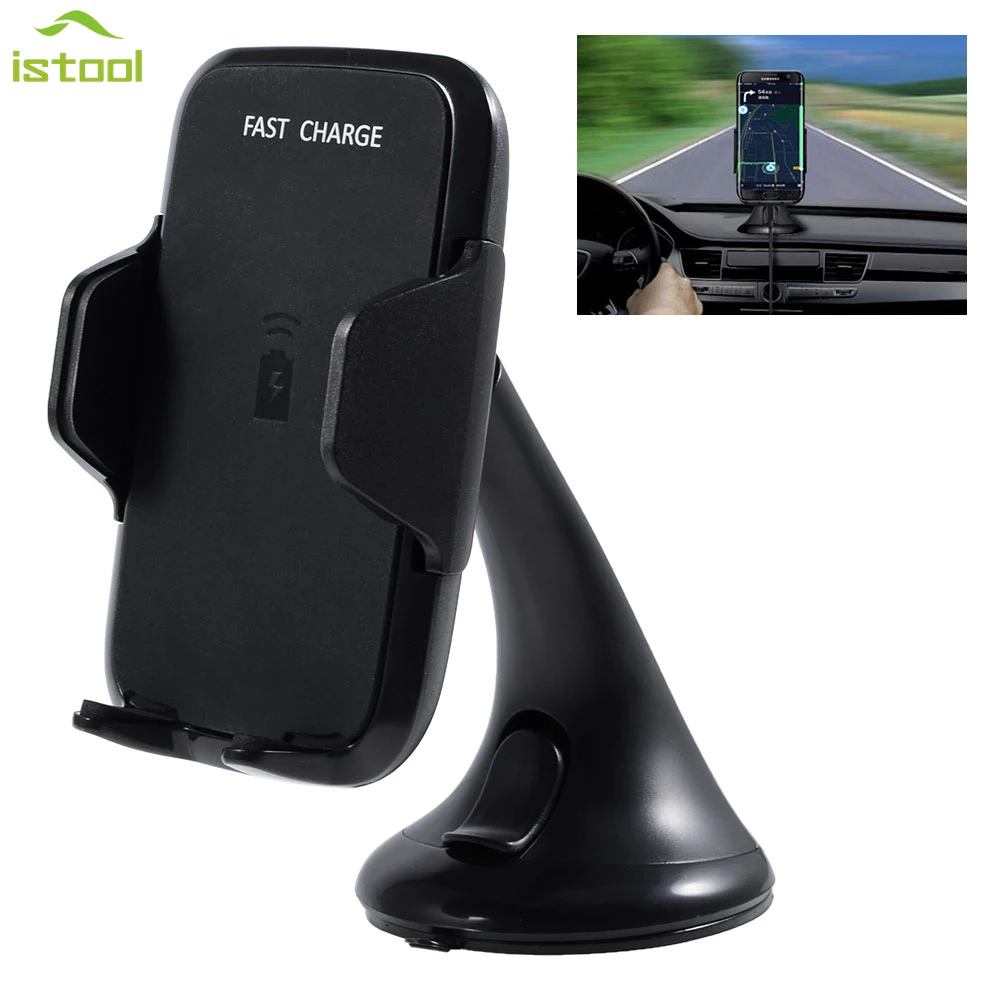 

A10 Rotatable Car Mount Holder For iPhone 8 X Quick Charge Qi Wireless Charger Stand For Samsung S8 S9 Fast Charging Pad Phone
