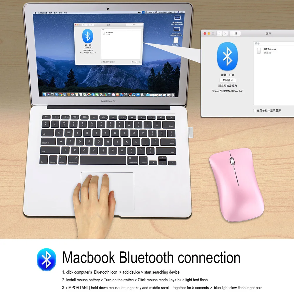Bluetooth мышь мини палец air для ноутбука Slient Mause Bluetooth+ беспроводной беззвучная мышка простой портативный