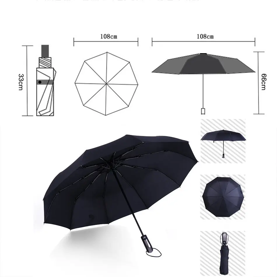 Зонт 3 сложенный мужской женский зонт полностью автоматический мини карманный большой зонт 105 см 10 ребер audi ветер китайское солнце