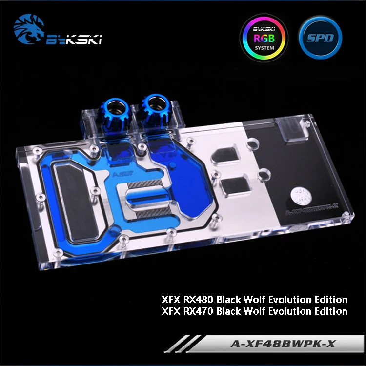 Bykski A-XF48BWPK-X Full Cover Graphics Card Water Cooling Block RGB/RBW/ARUA for XFX RX480/470 Black Wolf Evolution Edition Bykski A-XF48BWPK-X Full Cover Graphics Card Water Cooling Block RGB/RBW/ARUA for XFX RX480/470 Black Wolf Evolution Edition