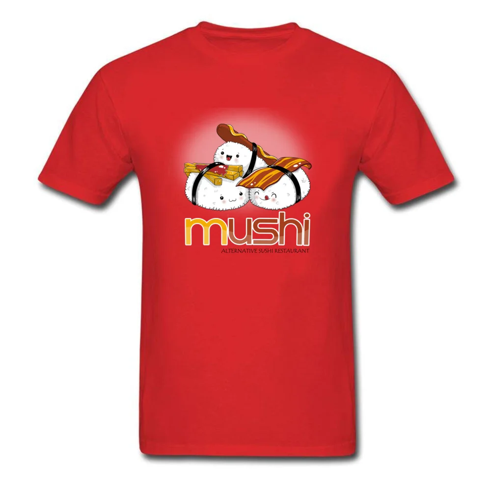100% Cotton Men Short Sleeve Mushi T-shirts Custom Tops Shirt Graphic Camisa Crew Neck Clothing Shirt Free Shipping Mushi red