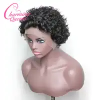 Brazilian Short Curly Lace Front Human Hair Wigs for Black Women Pre Plucked Remy Lace Wigs with Baby Hair Charming Queen