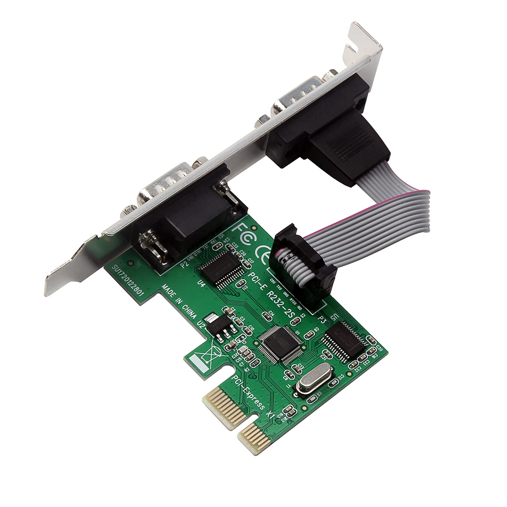  2 Port RS232 Serial Port to PCI-E PCI Express Riser Card Converter Adapter Extension Cable Adapter Converter 